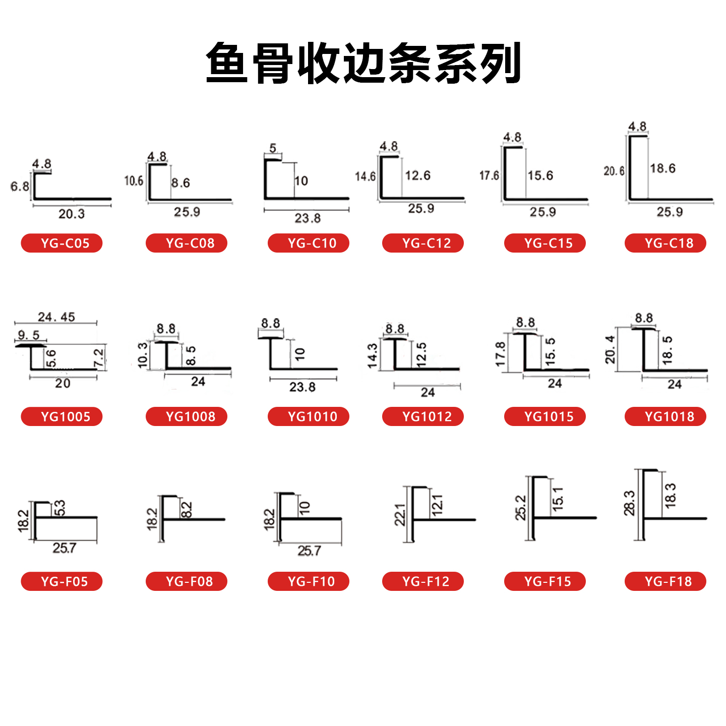 Aluminum alloy C-shaped fishbone edge trim