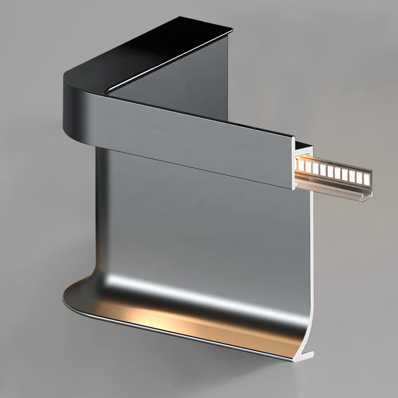 Recessed baseboard with downward lighting