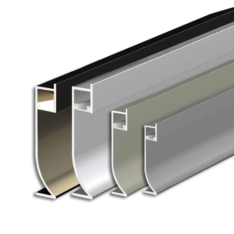 Recessed baseboard with downward lighting
