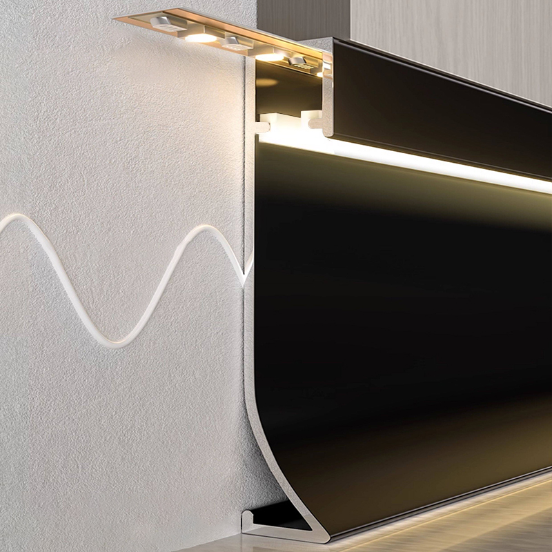 Surface-mounted bottom-lit skirting board