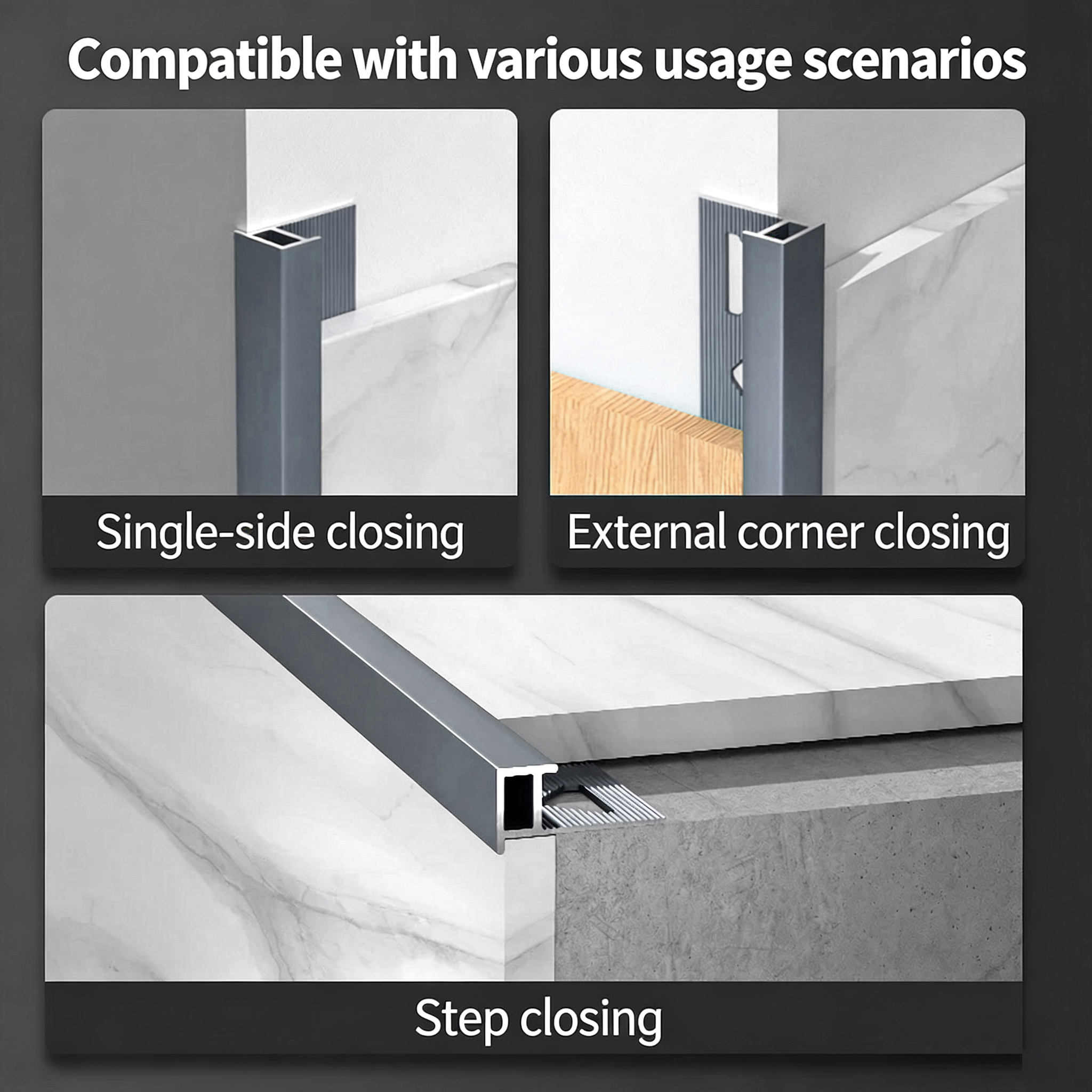 Square outside corner tile edge trim