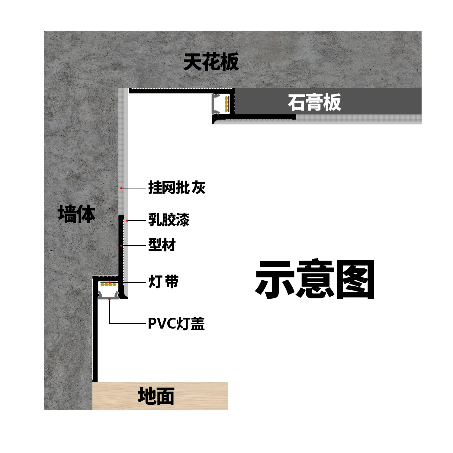 批灰款发光踢脚线