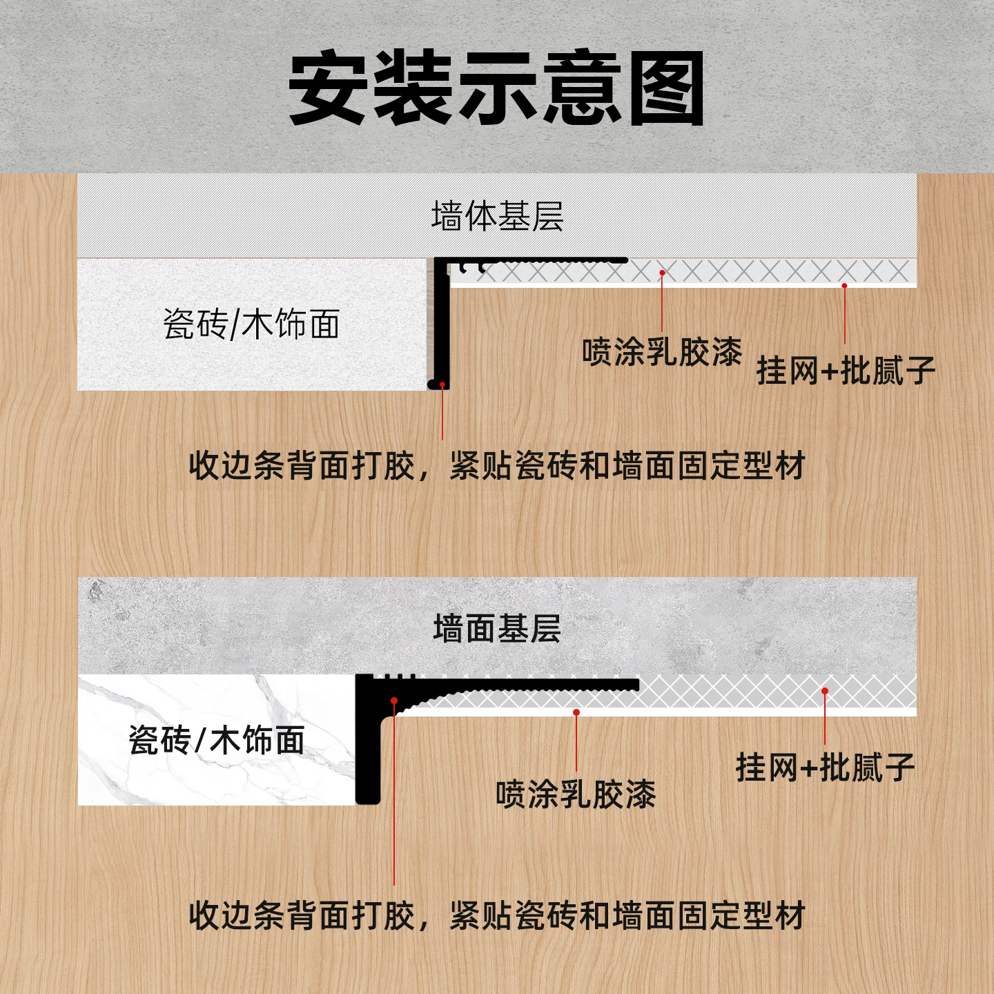 瓷砖乳胶漆平面收口